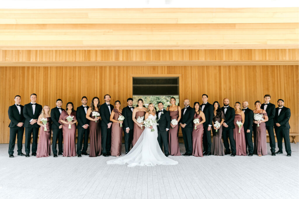 full wedding party portrait at Calder Gardens by elegant Philadelphia wedding photographer Emily Wren Photography