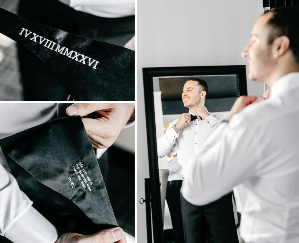 Philadelphia groom getting ready for his spring Cescaphe wedding in Center City by Emily Wren Photography