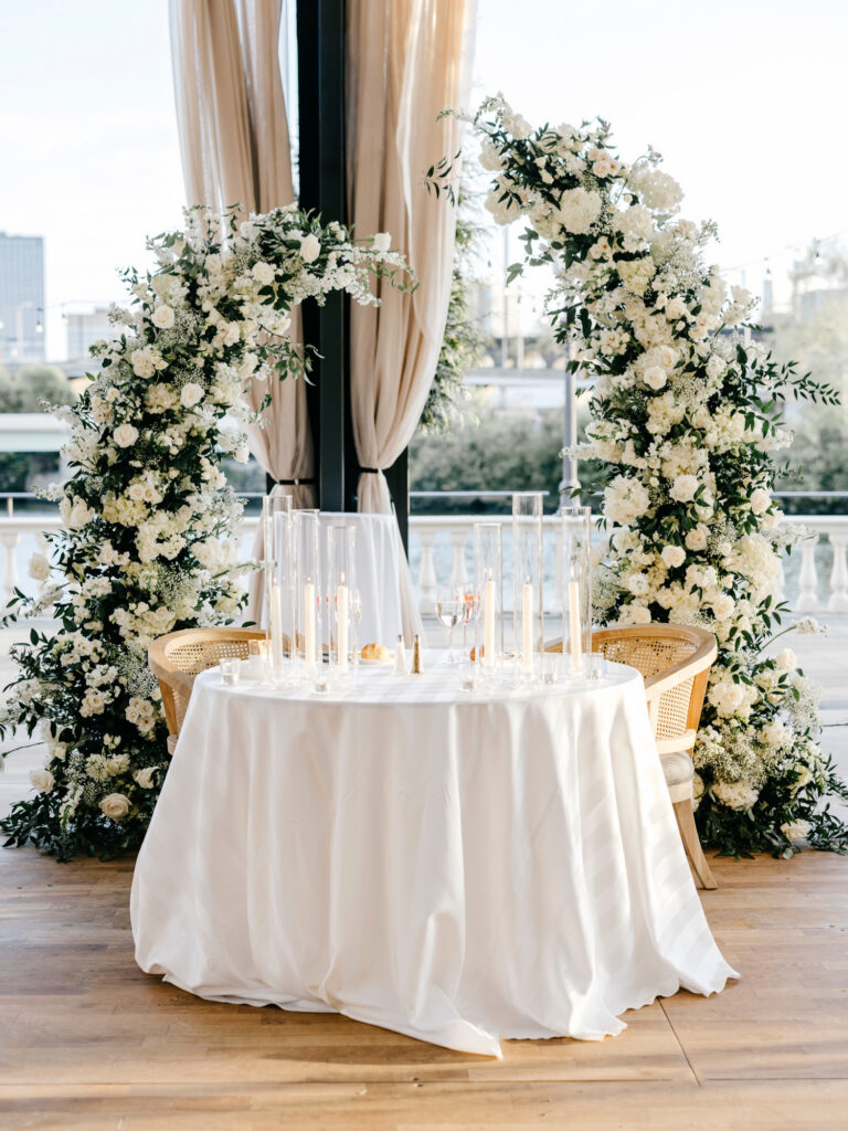 whimsical sweetheart table at spring wedding reception by Philadelphia wedding photographer Emily Wren Photography