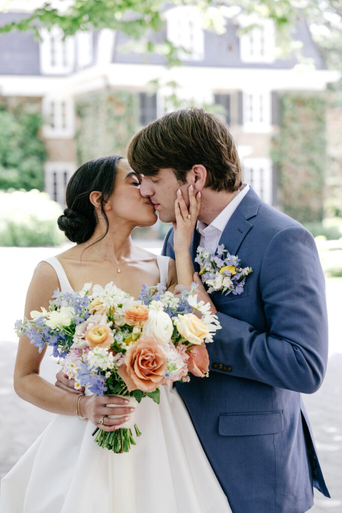 romantic bride and groom wedding portraits at The Inn at Barley Sheaf