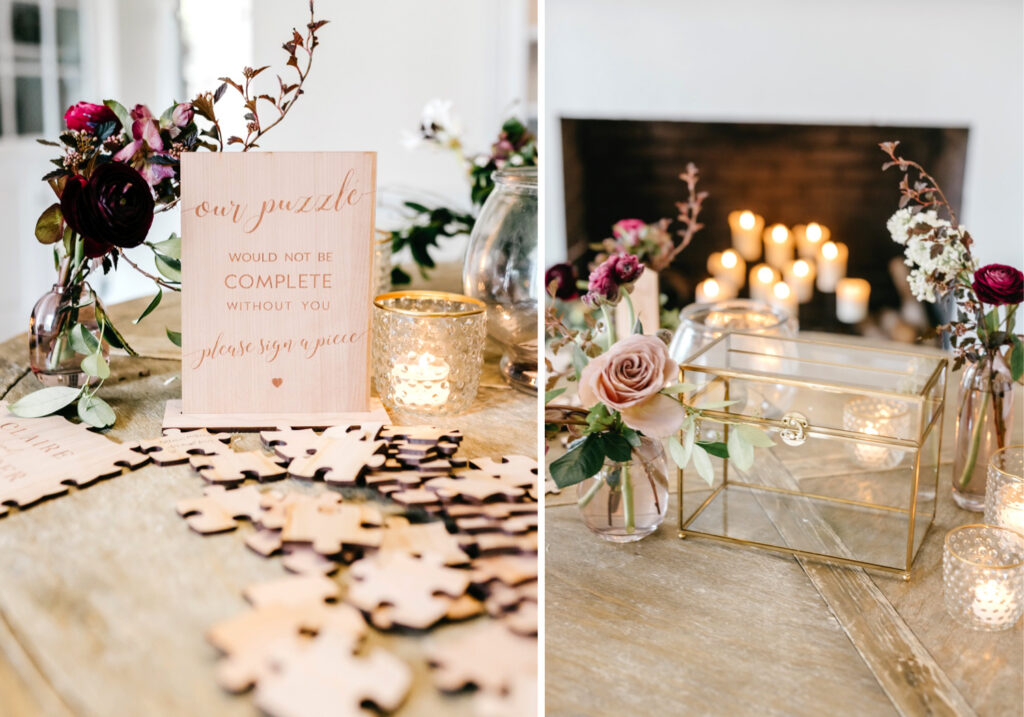 puzzle piece wedding guest book by Emily Wren Photography